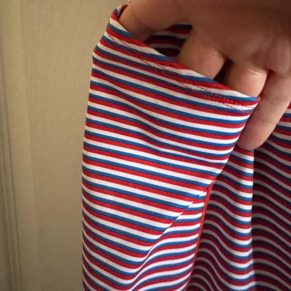 Brooks Red and Blue Striped Athletic Shorts - Picture 4 of 7